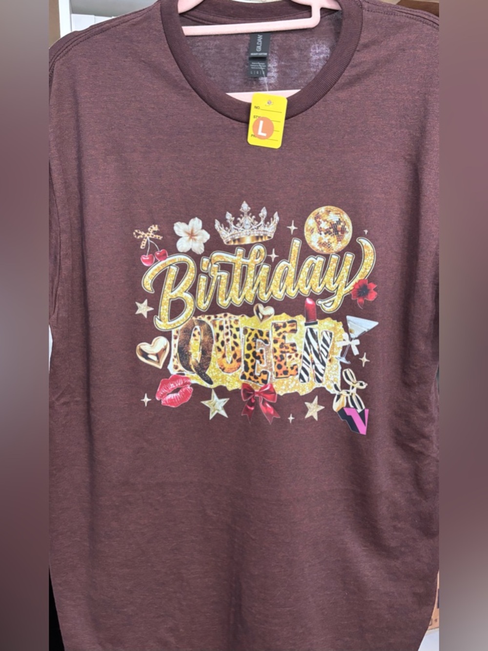 NEW Birthday Queen Graphic Tee - Brown size Large